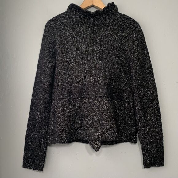 Apt 9 Size Small Metallic Black Ruffled Cardigan Whimsigoth Fairy Dark Romantic - Picture 5 of 7